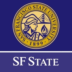 SF State logo in purple and gold
